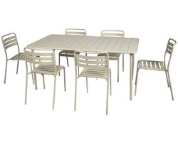 sweeek - Tuintafel en 6 stoelen metaal - amélia