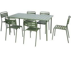 sweeek - Tuintafel en 6 stoelen metaal - amélia