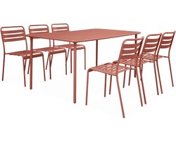 sweeek - Tuintafel en 6 stoelen metaal - amélia