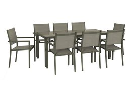 sweeek - Tuintafel en 8 stoelen aluminium 180cm - capua