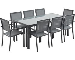 sweeek - Tuintafel en 8 stoelen aluminium 180cm - capua