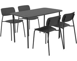 sweeek - Tuintafel metaal + 4 stoelen 120 x 70 x 72,5 cm - amélia + liva