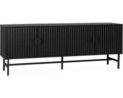 sweeek - Tv-meubel, gegroefd houtkleurig decor, bazalt