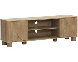 sweeek - Tv-meubel met houteffect 2 omkeerbare deuren l155cm - pondi