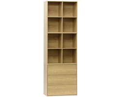 sweeek - Vakkenkast, 3 modulaire opbergmodules houtdecor 3 lades 8 vakken - kompo