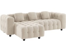 sweeek - Verstelbare hoekbank, 3-4 zits, boucléstof, frame van eucalyptushout en multiplex