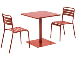 sweeek - Vierkante bistro tuintafel staal + 2 stoelen 70cm - orea + amélia