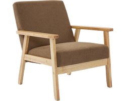 sweeek - Vintage / scandinavische fauteuil met houten en multiplex frame en ribfluwelen zitting