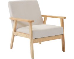 sweeek - Vintage / scandinavische fauteuil met houten en multiplex frame en ribfluwelen zitting