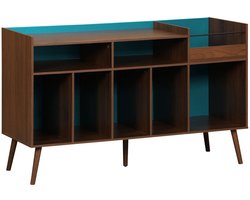 sweeek - Vintage xl vinyl meubel met donkere houtlook en gekleurde achterwand 130cm - nepal