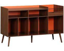 sweeek - Vintage xl vinyl meubel met donkere houtlook en gekleurde achterwand 130cm - nepal