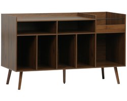 sweeek - Vintage xl vinylmeubel walnoot houteffect l 130 x b 50 x h 80 cm - nepal