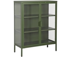 sweeek - Vitrinekastje gehard glas en staal 2 deuren 2 planken 80cm - arkansas