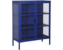 sweeek - Vitrinekastje gehard glas en staal 2 deuren 2 planken 80cm - arkansas