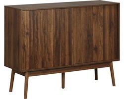 sweeek - Walnoothouten opbergkast, linear, l 115 x b 39,5 x h 90cm