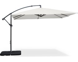 sweeek - Zweefparasol vierkant 3x3m hardelot, excentrische mast, 8 baleinen, waterafstotend doek 180g