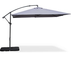 sweeek - Zweefparasol vierkant 3x3m hardelot, excentrische mast, 8 baleinen, waterafstotend doek 180g