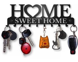 Sweet Home Wandrek Met 10 Haken - Decoratief Metaal Sleutelhanger Rek Voor Voordeur - Keuken Of Garage - Bewaar Huissleutels - Werksleutels - Autosleutels - Vintage Wanddecoratie