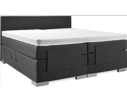 Sweet Sleep Elektrische Boxspring - (160x210) - Incl. Glad hoofdbord - Antraciet met plint