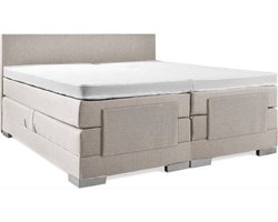 Sweet Sleep Elektrische Boxspring - (180x200) - Incl. Glad hoofdbord - Beige met plint