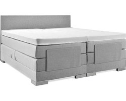 Sweet Sleep Elektrische Boxspring - (180x200) - Incl. Glad hoofdbord - Zilvergrijs met plint