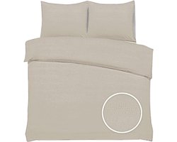 SweetSleeping Dekbedovertrek Croco - Modern - 200 x 220cm + 2 kussenslopen 60x70cm - Taupe - 100% Zijdezacht Micropercal - Strijkvrij - Krimpvrij