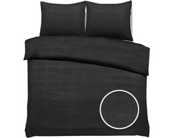SweetSleeping Dekbedovertrek Croco - Modern - 240 x 220cm + 2 kussenslopen 60x70cm - Zwart - 100% Zijdezacht Micropercal - Strijkvrij - Krimpvrij