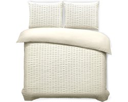SweetSleeping Dekbedovertrek Seersucker - Modern - 200 x 220cm + 2 kussenslopen 60x70cm - Ecru - Katoen - Strijkvrij - Krimpvrij