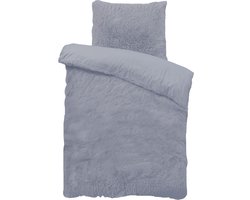 SweetSleeping Dekbedovertrek Teddy - Ultra soft - 140 x 220cm + 1 kussensloop 60x70cm - Antraciet - 100% Teddy Fleece