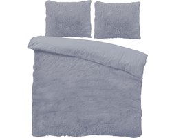SweetSleeping Dekbedovertrek Teddy - Ultra soft - 240 x 220cm + 2 kussenslopen 60x70cm - Antraciet - 100% Teddy Fleece