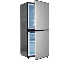 Sweiko 106L Tweezonige Energiebesparende Koelkast, 60L Koelkast + 46L 4-Sterrenvriezer, 7-Temperatuurinstellingen, 45 dB, Geborsteld Grijs-Zilver, LED verlichting, verstelbare planken, 166 kWh/Jaar