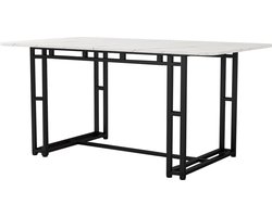 Sweiko 120x70cm Lichte Luxe Eettafel, Metalen Frame Rechthoekige Eettafel Moderne Keukentafel met Metalen Benen voor Eetkamer Woonkamer, Zwarte Tafelbenen