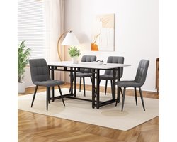 Sweiko 120x70cm zwarte eettafel met 4-stoelen set, moderne keuken eettafel set, donker grijs fluweel eetkamer stoelen, zwart ijzeren been tafel