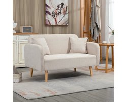 Sweiko 2 zits Bank - met 2 kussens - Fauteuil - 130 x 70 x 80 cm - Beige