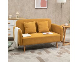 Sweiko 2 zits Bank - met 2 kussens - Fauteuil - 130 x 70 x 80 cm - Geel