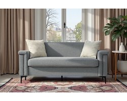 Sweiko 2-zits bank - Met 2 kussens - Linnen - Massief houten frame - Metalen poten - Grijs