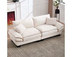 Sweiko 2 zits Bank - Minimalistische stijl - met 2 kussens - Velvet - Houten frame - Beige