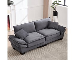 Sweiko 2 zits Bank - Minimalistische stijl - met 2 kussens - Velvet - Houten frame - Donkergrijs