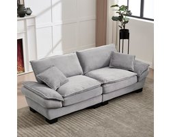 Sweiko 2 zits Bank - Minimalistische stijl - met 2 kussens - Velvet - Houten frame - Grijs