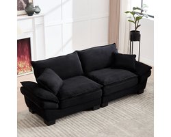 Sweiko 2 zits Bank - Minimalistische stijl - met 2 kussens - Velvet - Houten frame - Zwart