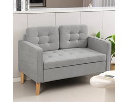 Sweiko 2-zits Bank - Opbergruimte - Houten poten - Velvet - Grijs