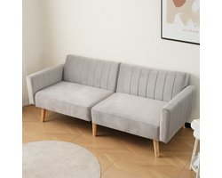 Sweiko 2-zits Bank - Slaapbank - Rubber hout poten - Verstelbare rugleuning - lichtgrijs