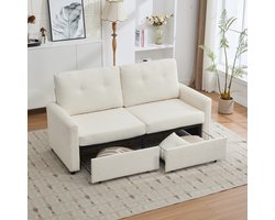 Sweiko 2-zits bank - Teddy - Met 2 lades - Wit