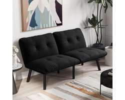 Sweiko 2-zits bank - Uitklapbare slaapbank - Met slaapfunctie - Velvet - Zwart