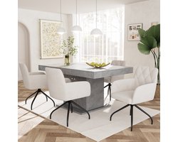 Sweiko 4-delige set van 360° Roterende Diamant Patroon Eetkamerstoelen, Kussens Fauteuils met 4-metalen poten, moderne vrijetijdsstoelen, slaapkamer en woonkamer stoelen, studio, lendensteun, fluweel,Beige(excl. tafel)