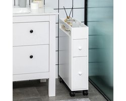 Sweiko Badkamerkast - Nisvormig - Met wielen - 2 lades - 16 x 49.5 x 66 cm - Wit