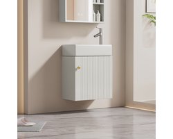 Sweiko Badkamermeubel - met wastafel - 46 cm - Hangend badmeubel - Metalen handgrepen - Wit