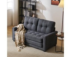 Sweiko Bank voor 2 personen, bank met slaapfunctie, Modern design, gestoffeerd meubilair, slaapbank, woonkamer bank, Bank met zakken aan de zijkant, Gestoffeerde bank