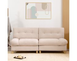 Sweiko Bank - Wolkvorm - Teddy stof - 2-zits Gestoffeerde bank - Met kussens - Beige