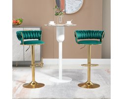 Sweiko Barkruk - Set van 2 - 360° draaibaar - Zithoogte verstelbaar - Met voetensteun - Groen